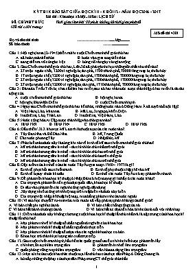 Đề thi khảo sát giữa học kỳ II môn Lịch sử Lớp 12 - Mã đề 4301 - Năm học 2016-2017